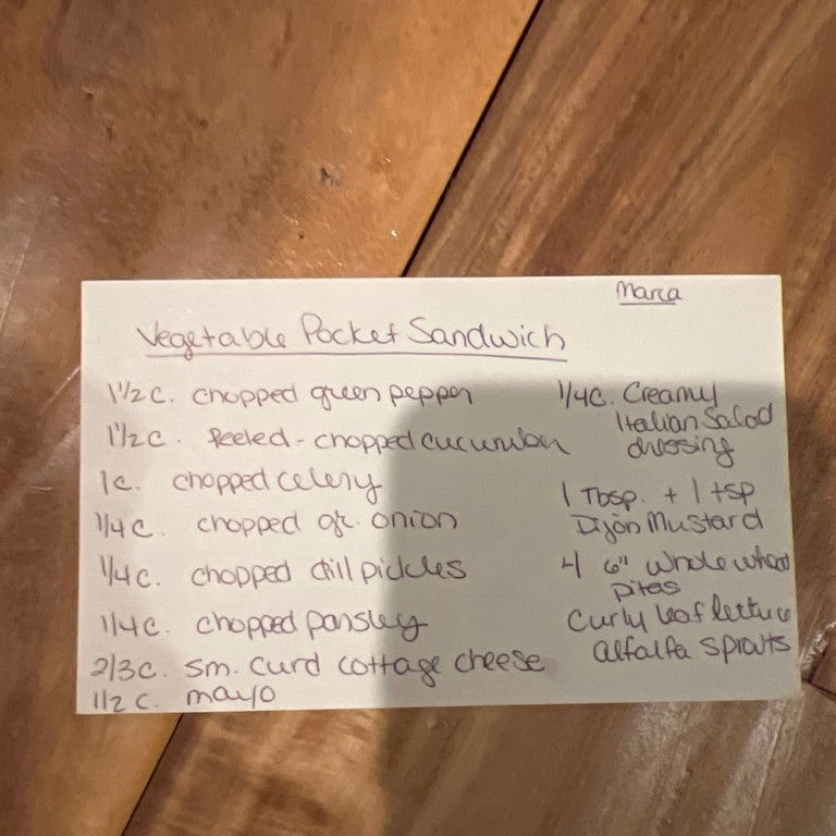 Marca’s Vegetable Pocket Sandwich