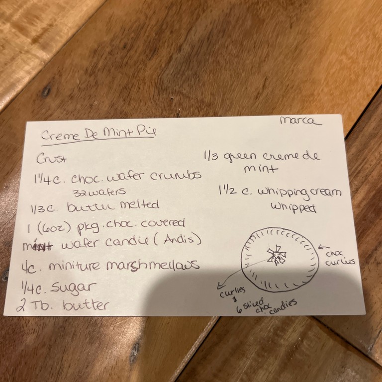 Marca’s Creme De Mint Pie