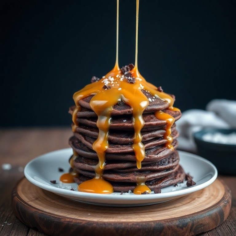 Panqueca de Chocolate com Calda de Caramelo
