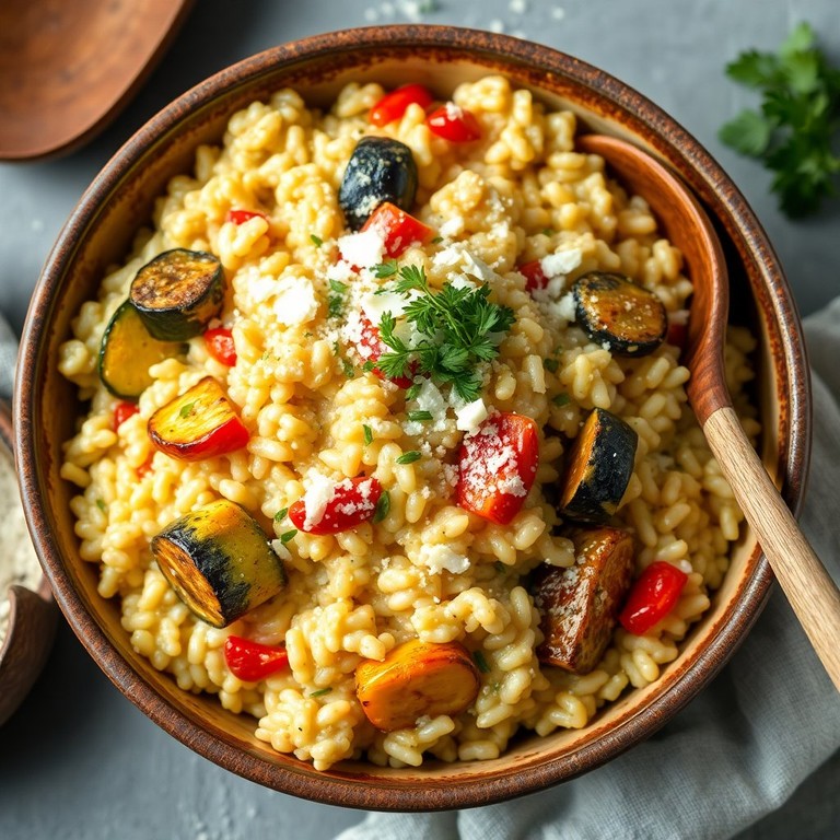 Risotto de Verduras Asadas con Queso Parmesano