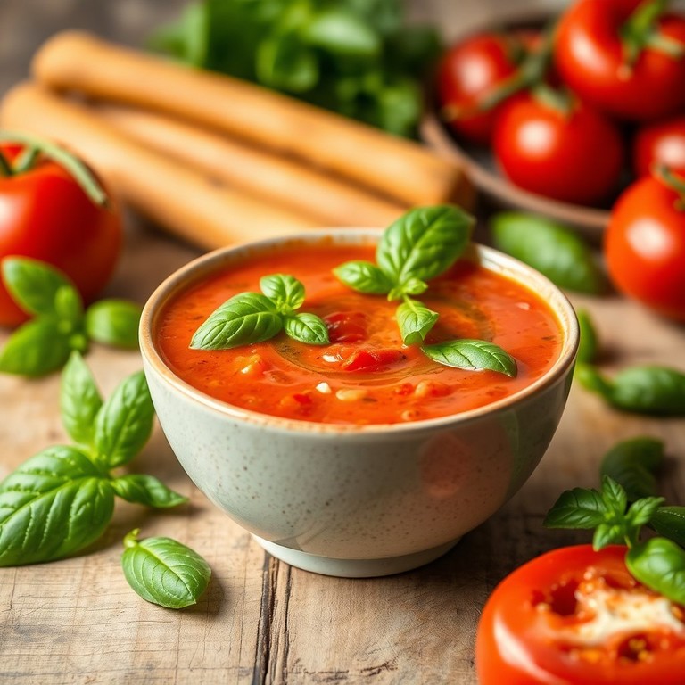 Sopa Fría de Tomate y Albahaca