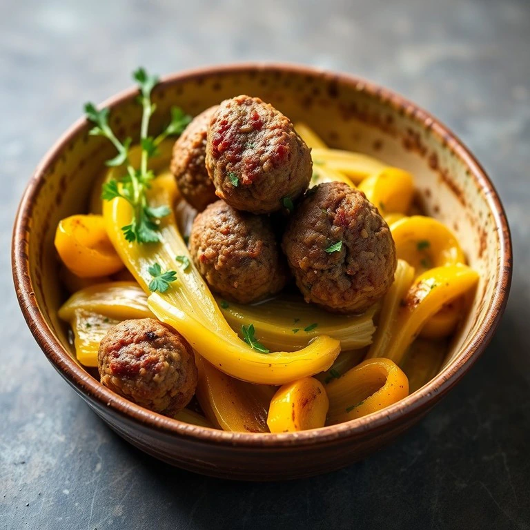 Puerro y Calabaza al Horno con Albóndigas