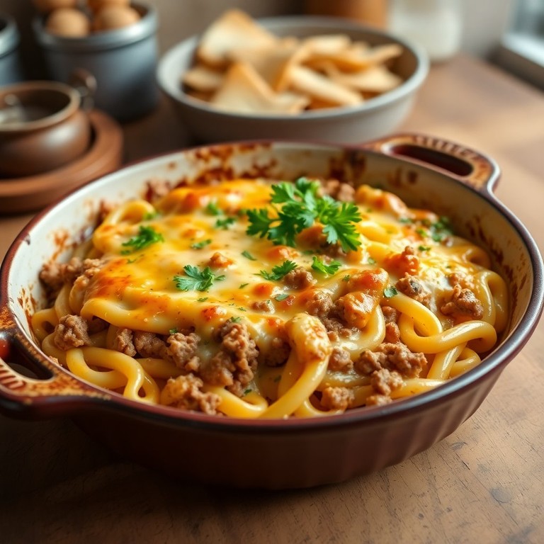 Cremige Hackfleisch-Nudeln mit Käsekruste