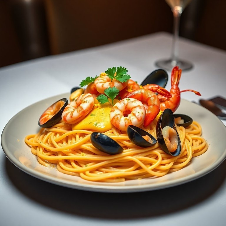 Spaghetti aux Fruits de Mer et Crème de Safran