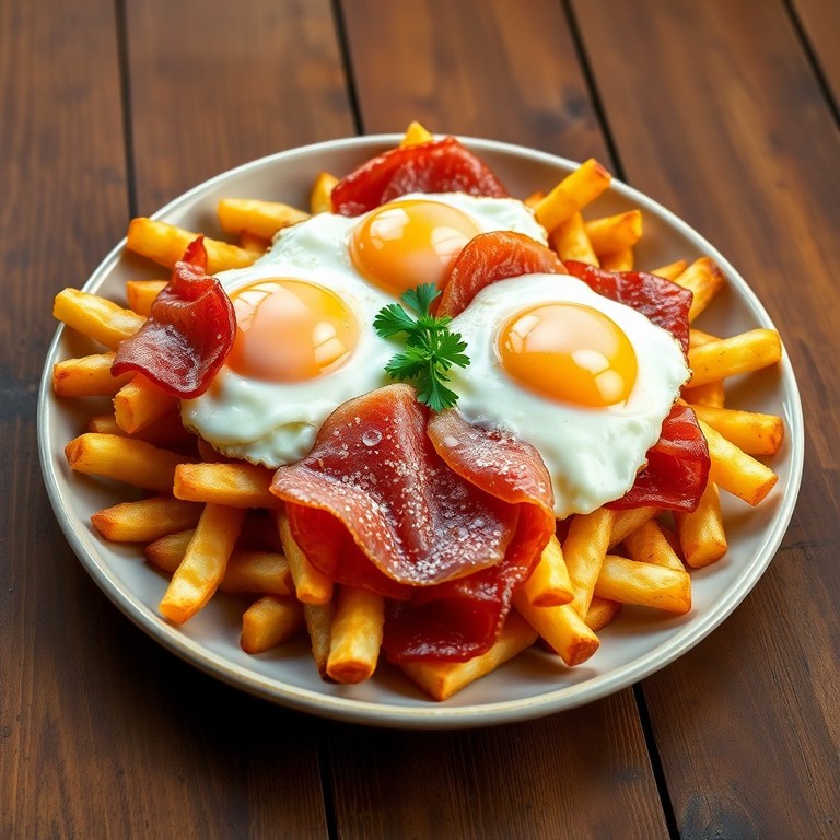 Huevos Rotos con Jamón Ibérico y Patatas Fritas