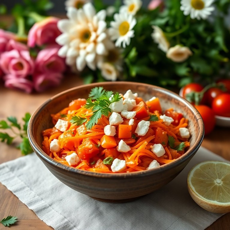 Salade de Carottes Râpées à la Tomate et Fromage Féta