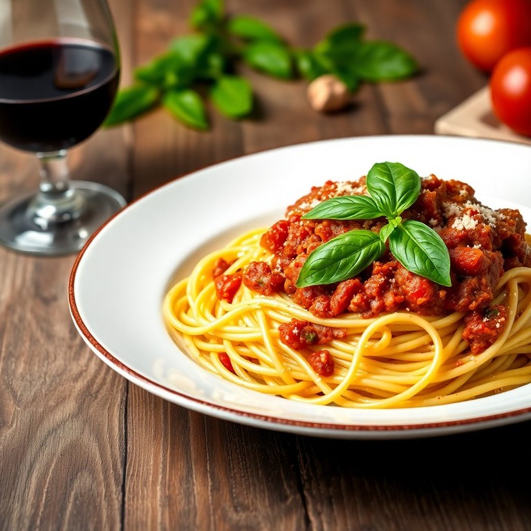 Klassische Spaghetti Bolognese mit herzhaftem Rindfleisch und frischen Kräutern