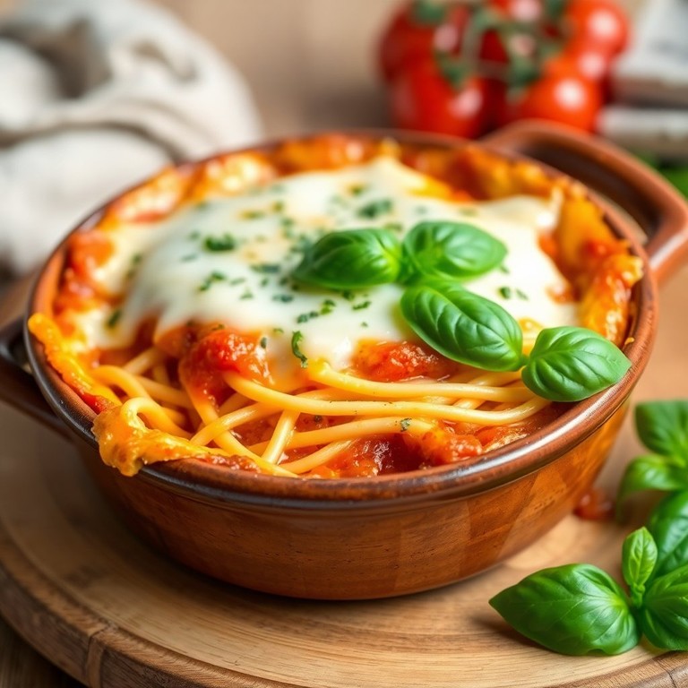 Nudel-Gratin mit Tomaten und Käse