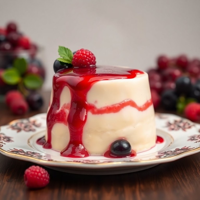 Pudim de Uva com Calda de Frutas Vermelhas