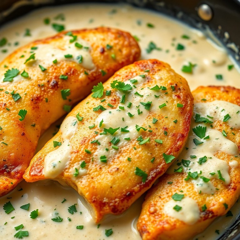 Aiguillettes de Poulet Sautées à l'Ail, au Persil et à la Crème