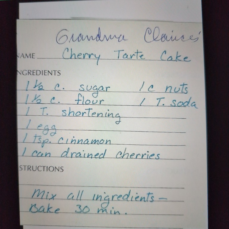 Grandma Claire's Cherry Tanta Cake