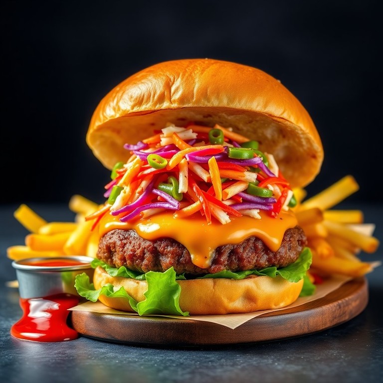 Spicy Sriracha Burger with Zesty Slaw