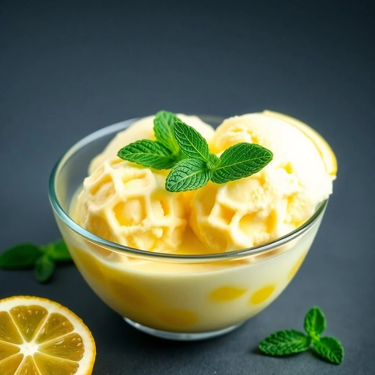 Helado de Limón con Menta Fresca
