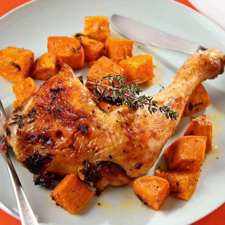 Speck-Poulet mit Süsskartoffeln