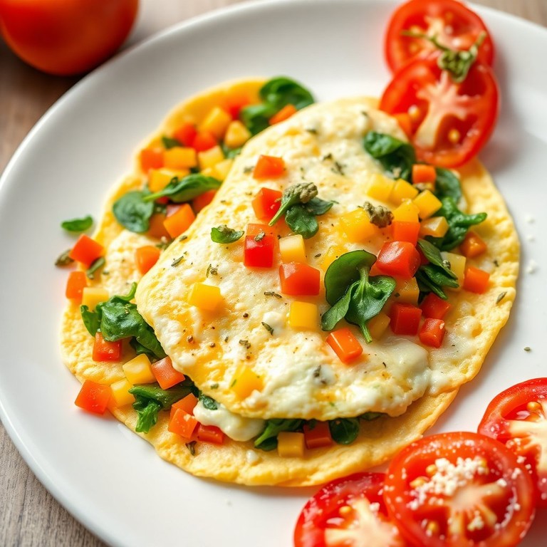 Fluffy Egg White Omelette with Fresh Veggies and Herbs