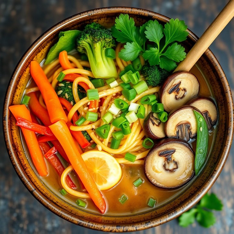 Rainbow Veggie Ramen Delight with Tahini Twist