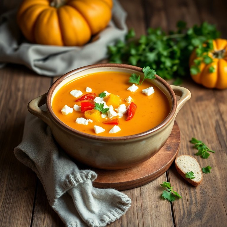 Bunte Paprika-Kürbis-Suppe mit Feta - Mr. Cook