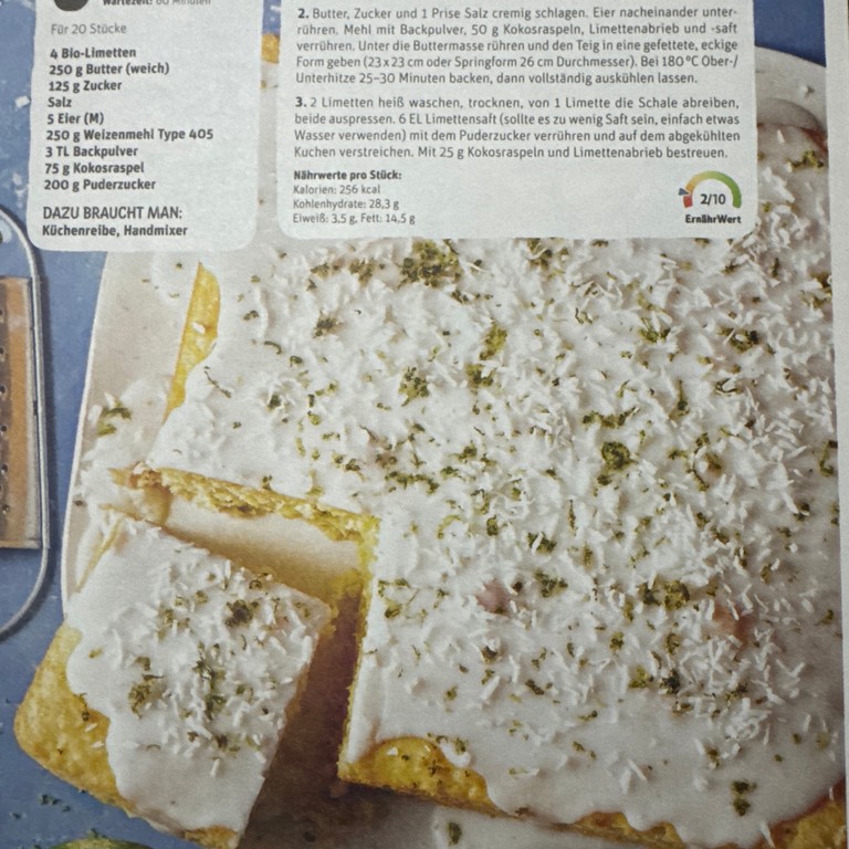 Limetten-Kokos-Kuchen