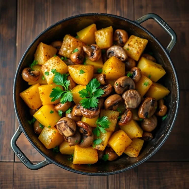 Kartoffel-Champignon-Pfanne mit Zwiebeln und Kräutern