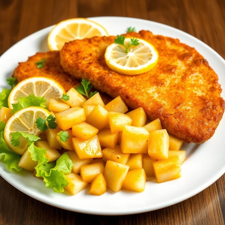 Wiener Schnitzel mit Lauwarmen Senf-Kartoffeln