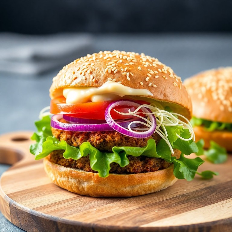 Veggie-Burger mit Kohlrabischnitze