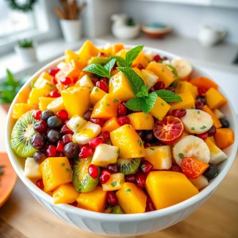 Tropische Wintervruchtensalade met Muntdressing
