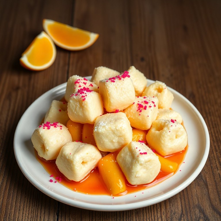 Panquecas de Farinha com Recheio de Suco e Granulado