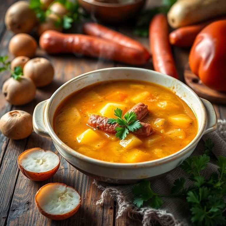 Sopa Quente de Batata e Calabresa