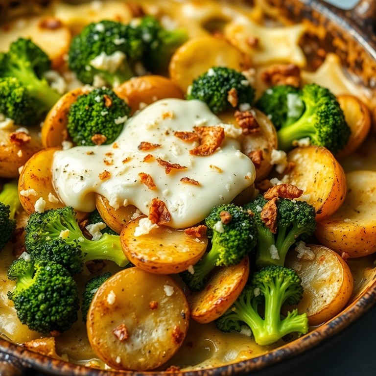 Brócolis e Batata Gratinados com Queijo