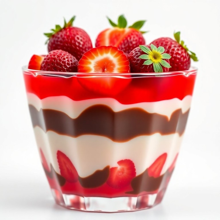 Pavê de Gelatina de Morango e Chocolate
