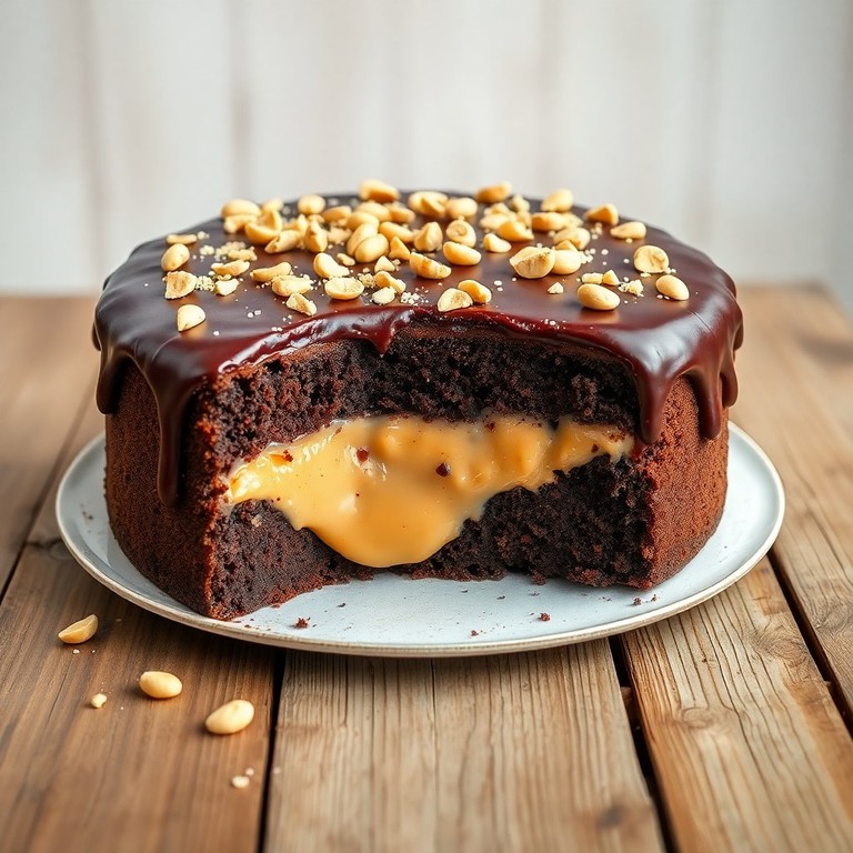 Bolo de Chocolate com Recheio de Leite Condensado e Amendoim