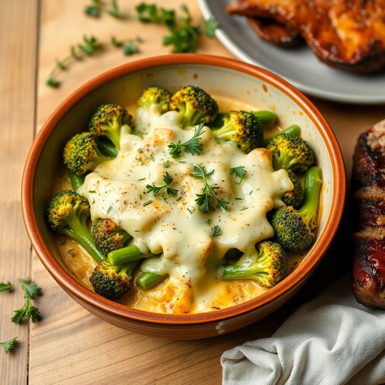 Gratin de Brocoli et Haricots Verts à la Tomate et Ail