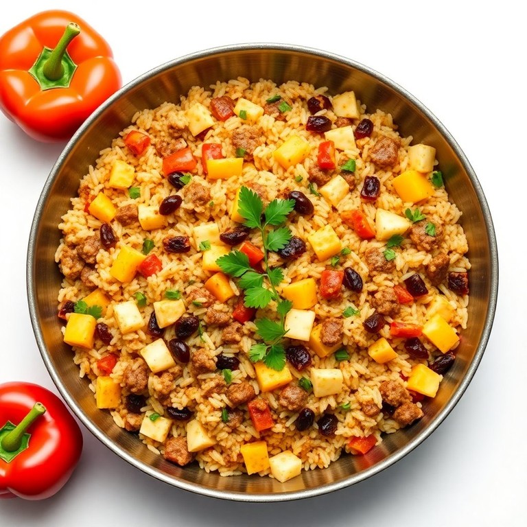 Appel-Rozijnen Rijst met Gehakt en Groenten