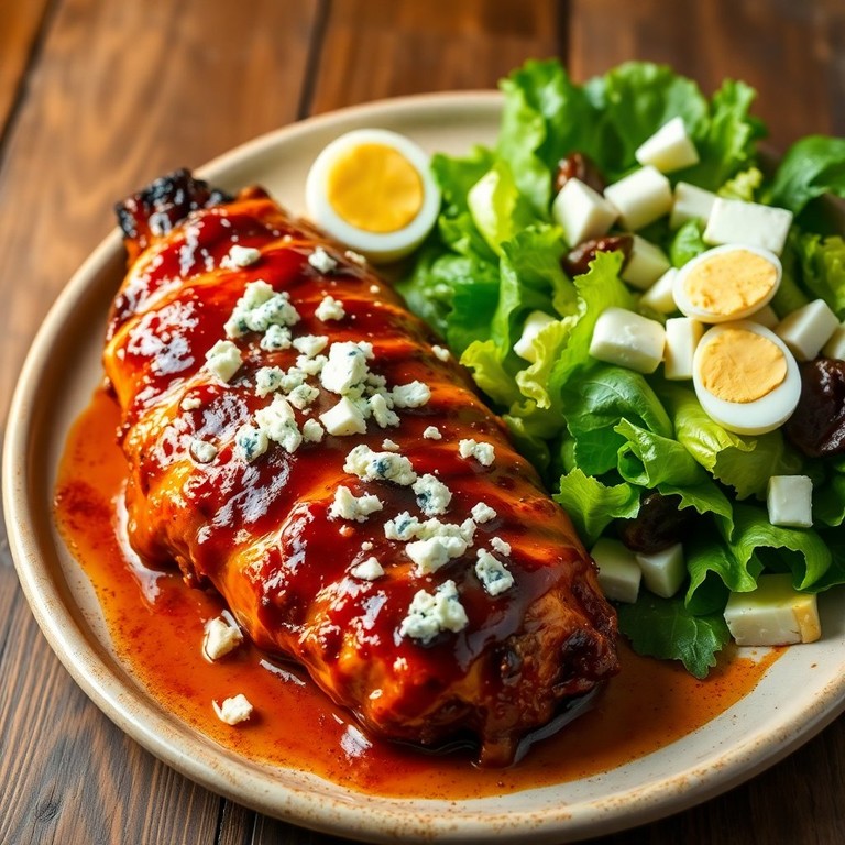 Frango ao Molho Barbecue com Queijo Azul e Salada Fresca