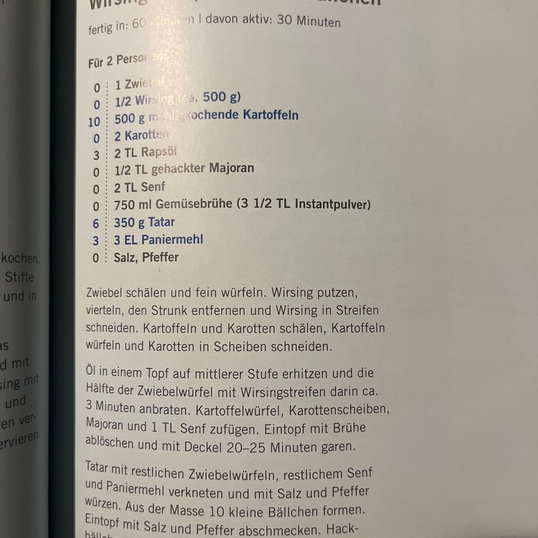 Wirsing Stew with Meatballs