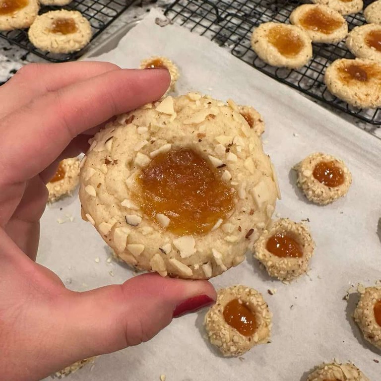 Almond Apricot Thumbprint Cookies