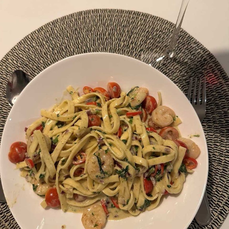 Gamberetti e spinaci