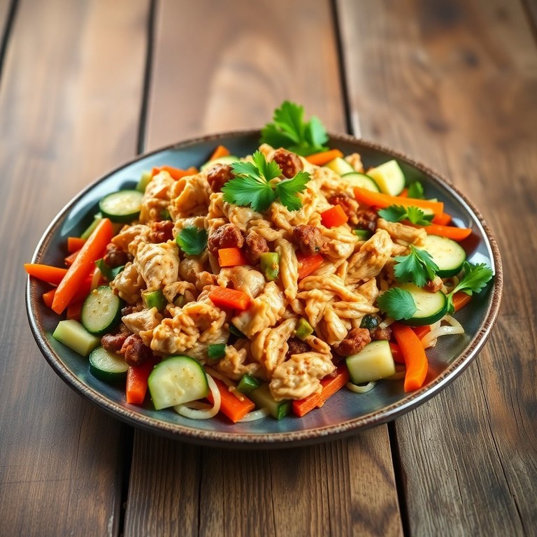 Kruidige Pulled Chicken met Groentenmix