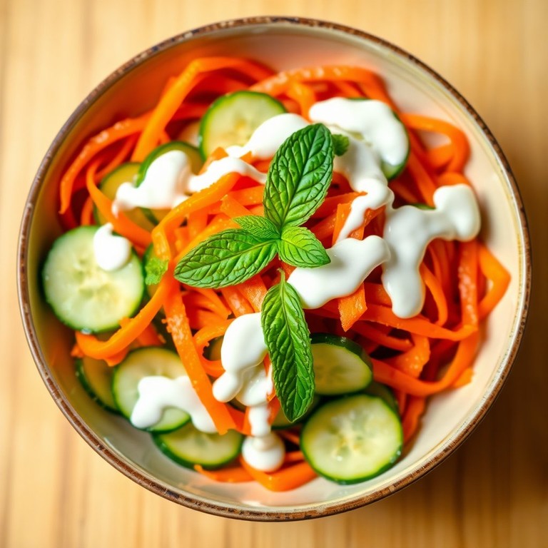 Salada Refrescante de Pepino e Cenoura com Molho de Iogurte