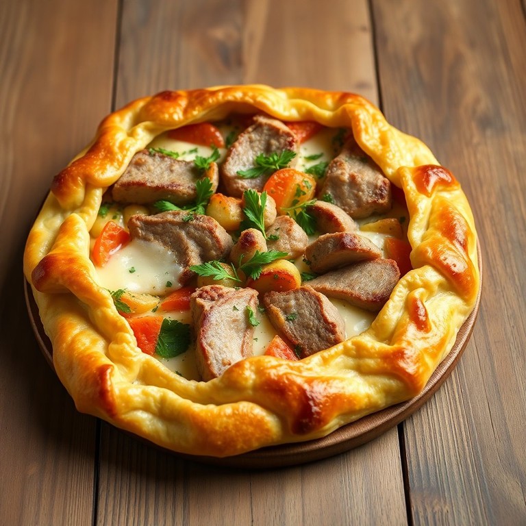 Tarta Salada de Hojaldre con Chuletas de Lomo