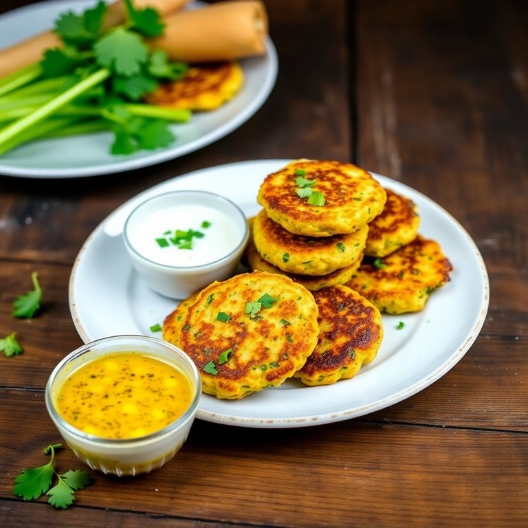 Crispy Spinach Corn Fritters with Zesty Dipping Sauce