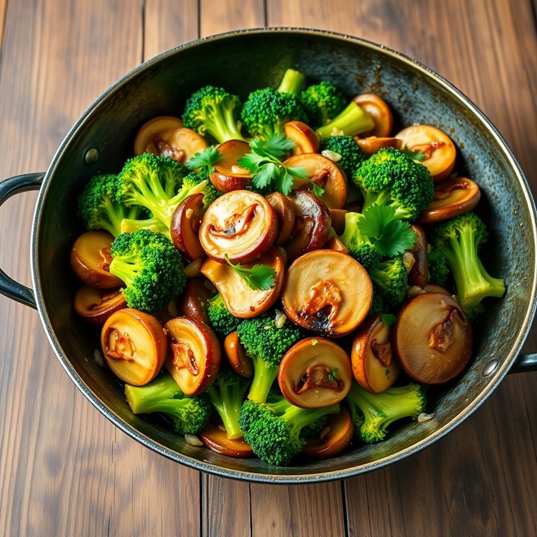 Brokkoli-Austernpilz-Pfanne mit Ingwer und Knoblauch