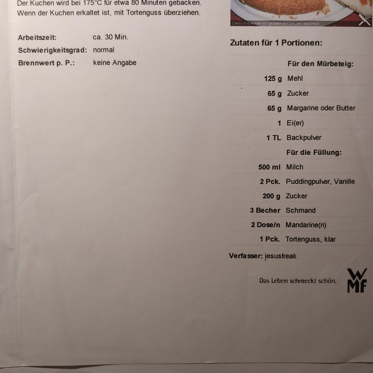 Mandarinen-Schmand-Kuchen