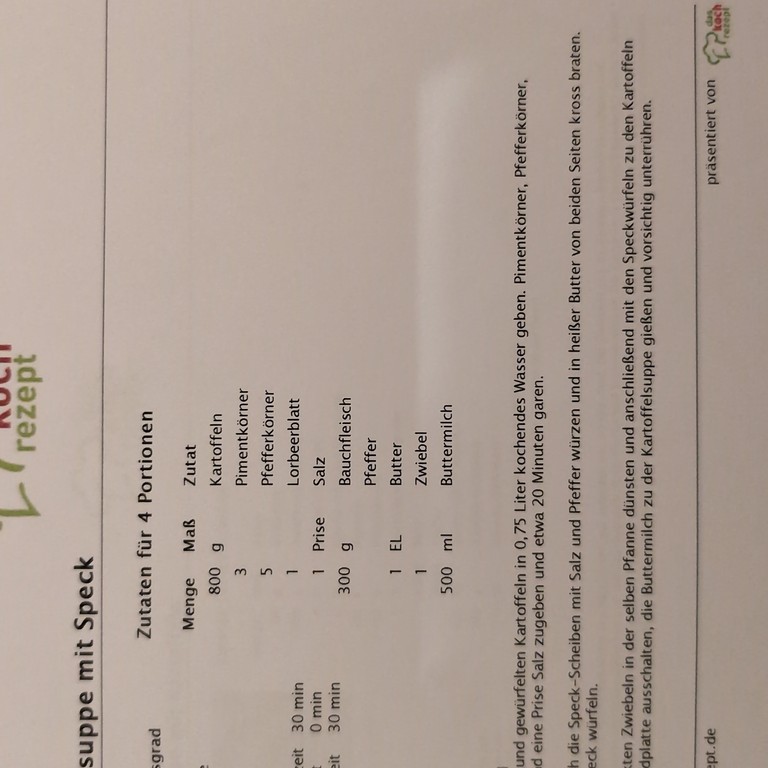 Kartoffelsuppe mit Speck