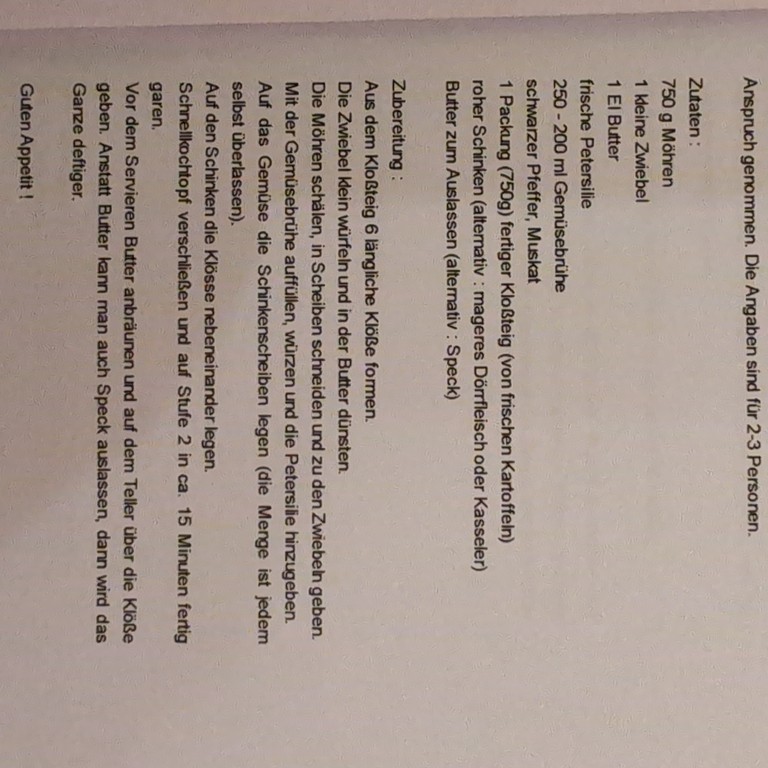 Murde on Klees (Möhren und Klöße)