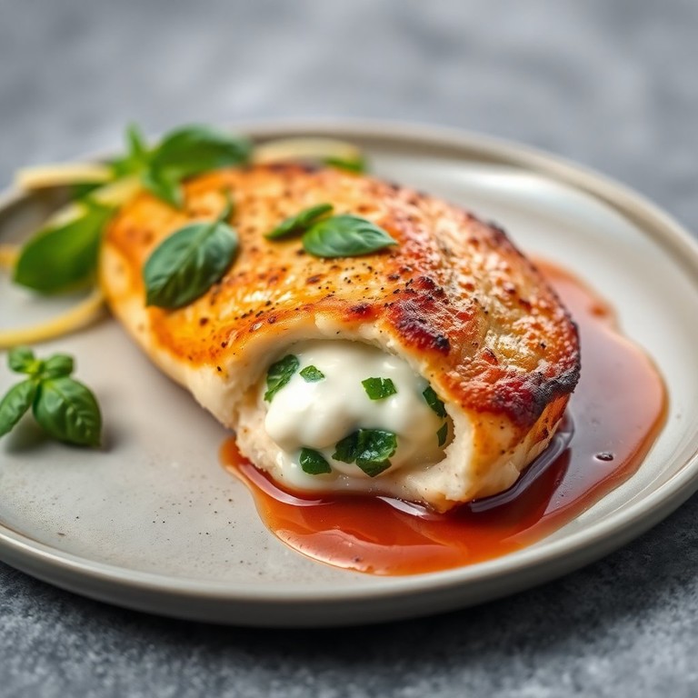 Gefüllte Hähnchenbrust mit Mozzarella und Basilikum