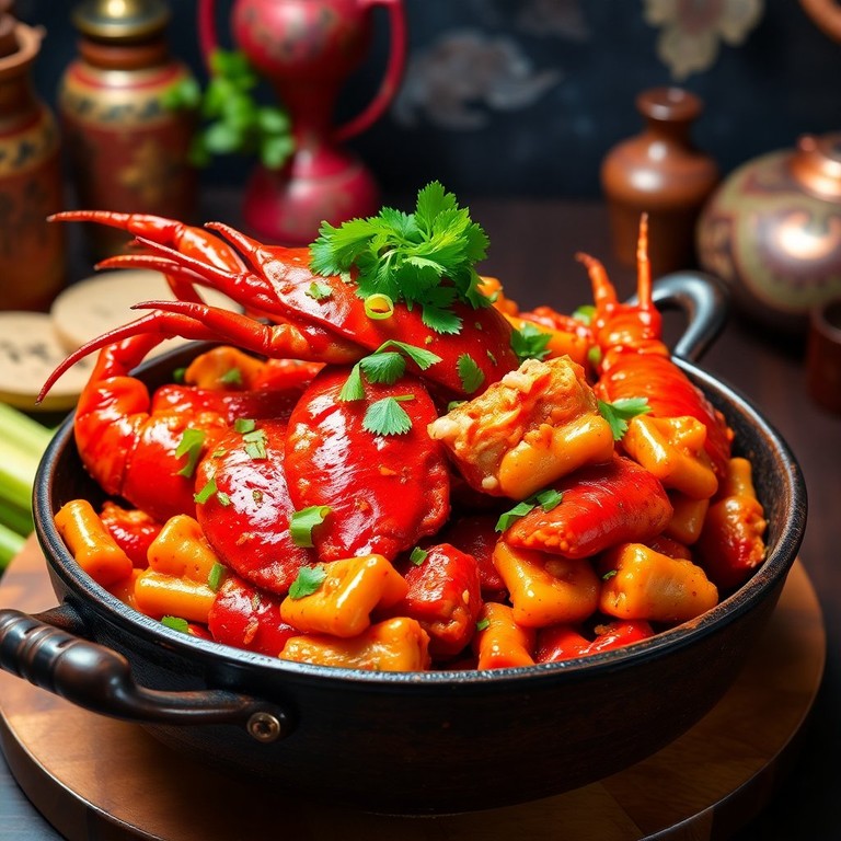 Scharfe Hummerkrabben-Pfanne mit Sichuan-Pfeffer