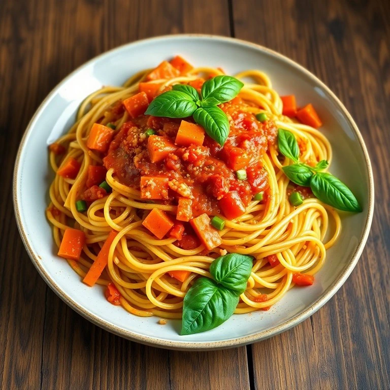 Espaguete à Moda da Casa com Legumes Frescos e Molho de Tomate Especial ...