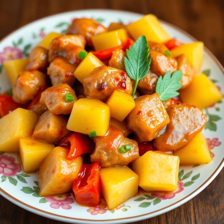 Exotisches Ananas-Schweinefleisch mit knuspriger Kruste