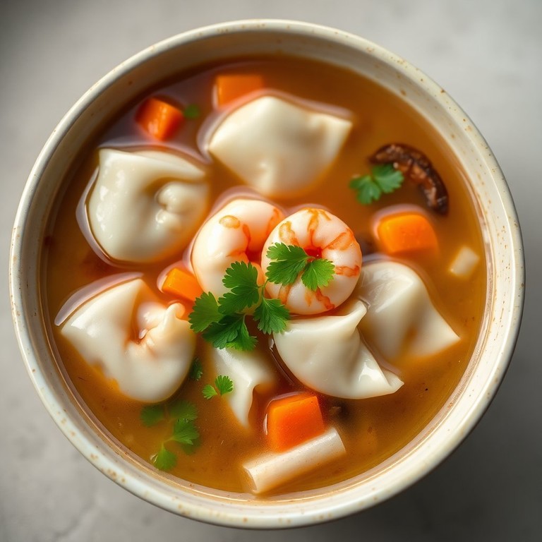 Himmlische Wan Tan Suppe mit Garnelen